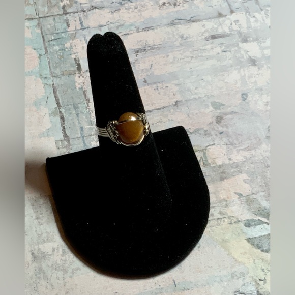 Vintage 925 Wire-Wrapped w/ Rare Natural Gold Rutilated Quartz Sz 6 - Picture 4 of 15